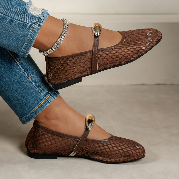 Summer Airy Mesh Mary Jane Flats with