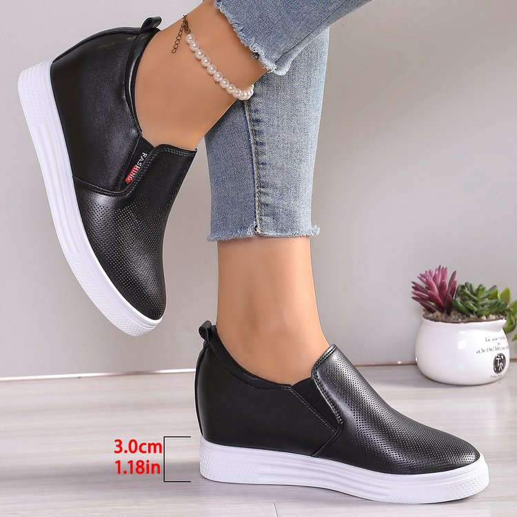 Woomen Slip‑On Hidden Wedge Casual Platform Sneakers