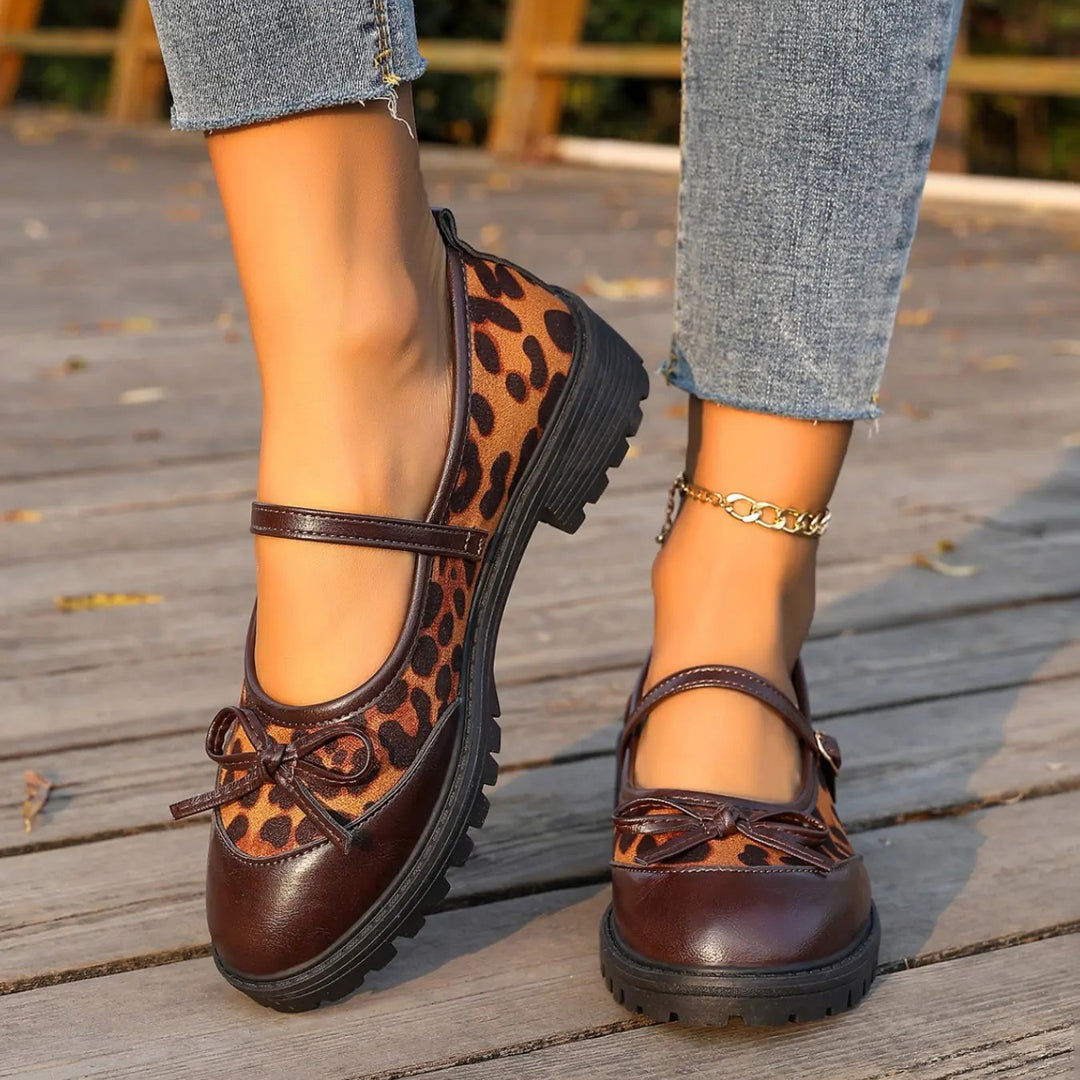 Bow Decor Chunky Sole Mary Jane Flats
