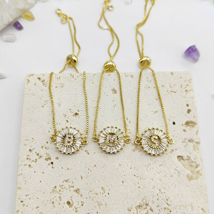 Zircon flower 26-letter bracelet